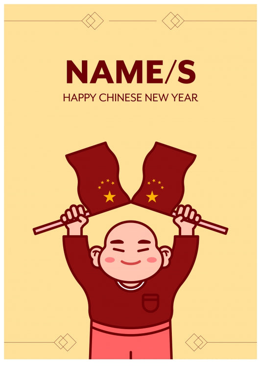 Chinese New Year Card for 2023 - Waving Chinese Flags