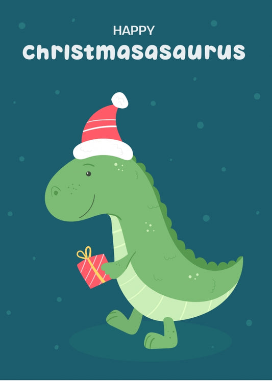 Dinosaur Christmas Card for Grandson, Son or Nephew - Happy Christmasasaurus