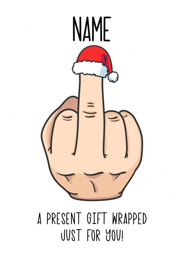 Inappropriate Humour Christmas Card for Colleague or Boss - Middle Finger