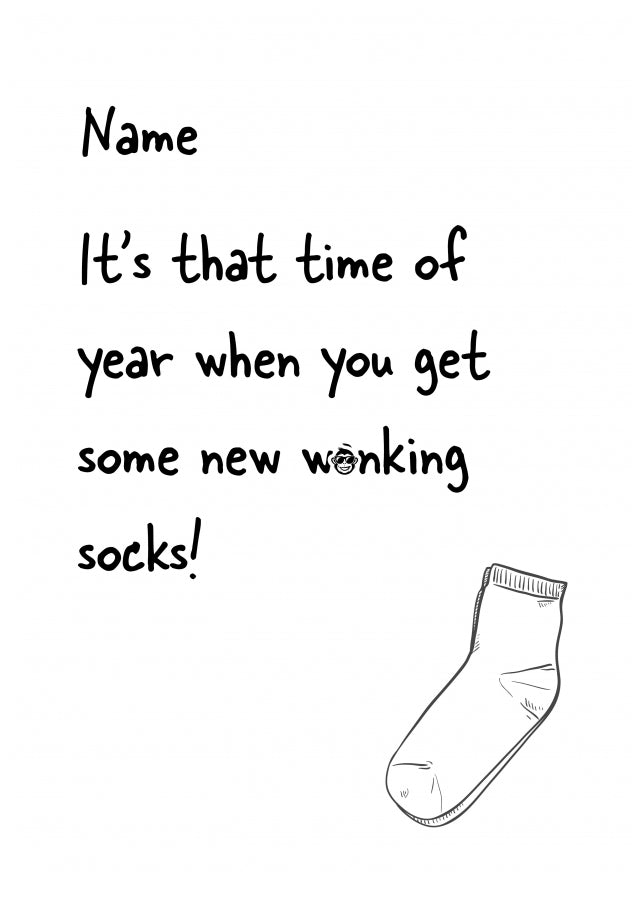 Adult Humour Christmas Card for Brother, Uncle, Co-Worker - W*nking Socks!