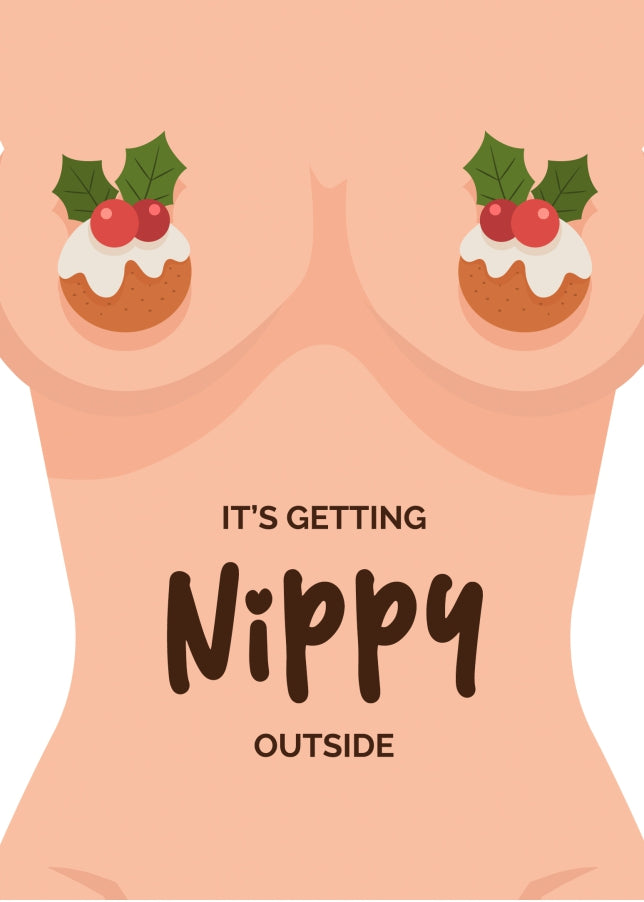 Nippy Outside - Rude Christmas Cards for Women, Friends & Family (Adult)