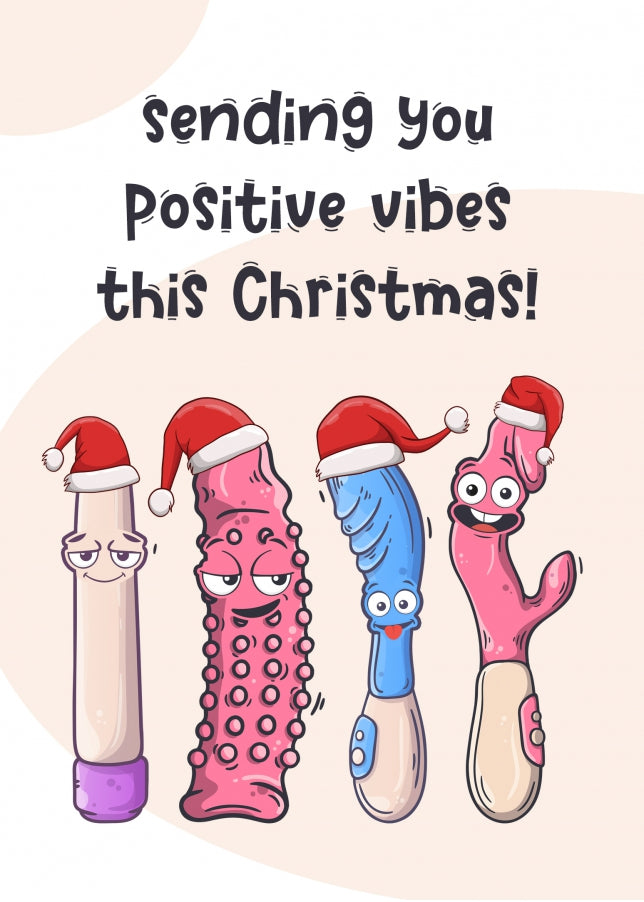 Rude Christmas Cards for Women - Positive Vibes Funny Card for Friends (Adult)