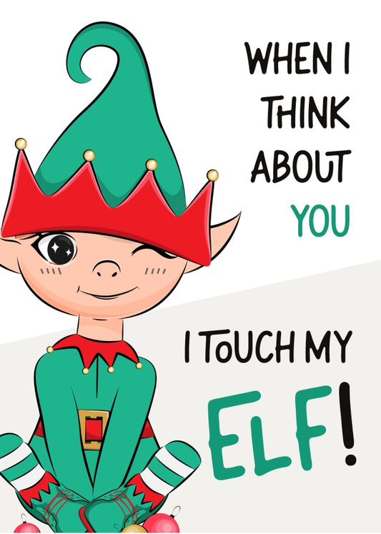 Rude Christmas Cards for Husband, Wife, Boyfriend or Girlfriend - Touch My Elf!