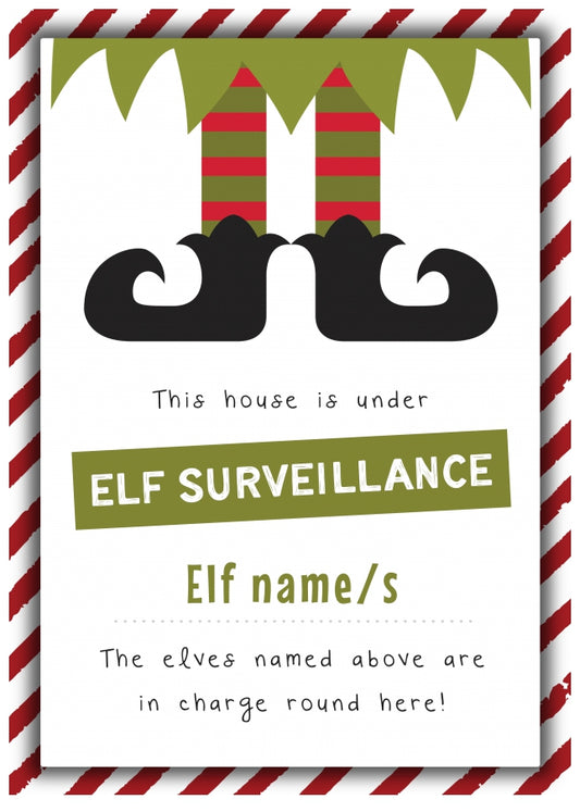 House Under Elf Surveillance Card - Personalised Christmas Card