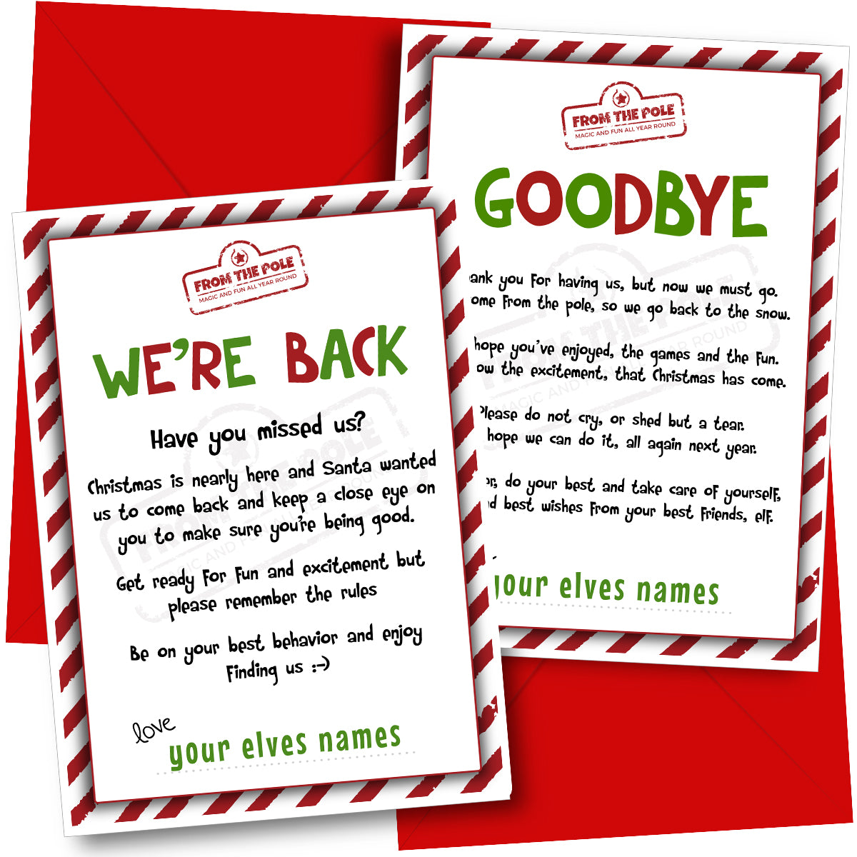 Twin Pack - Elf Arrival Letter & Elf Goodbye Letter from Multiple Elves