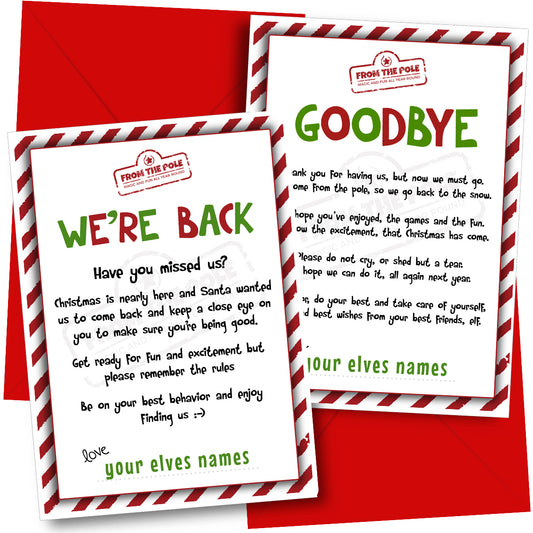Twin Pack - Elf Arrival Letter & Elf Goodbye Letter from Multiple Elves