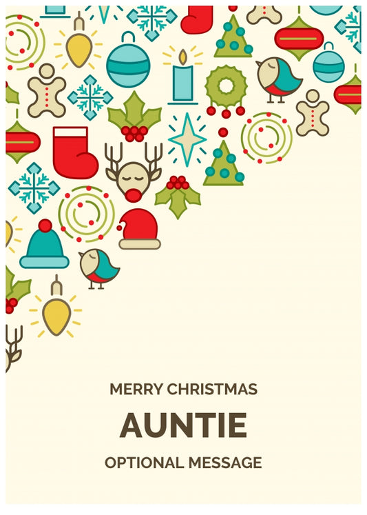 Merry Christmas Card for Auntie - Christmas Icons