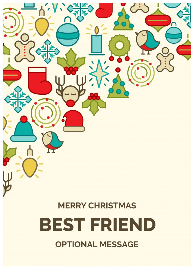 Merry Christmas Card for Best Friend - Christmas Icons