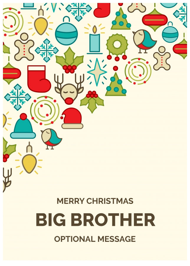 Merry Christmas Card for Big Brother - Christmas Icons