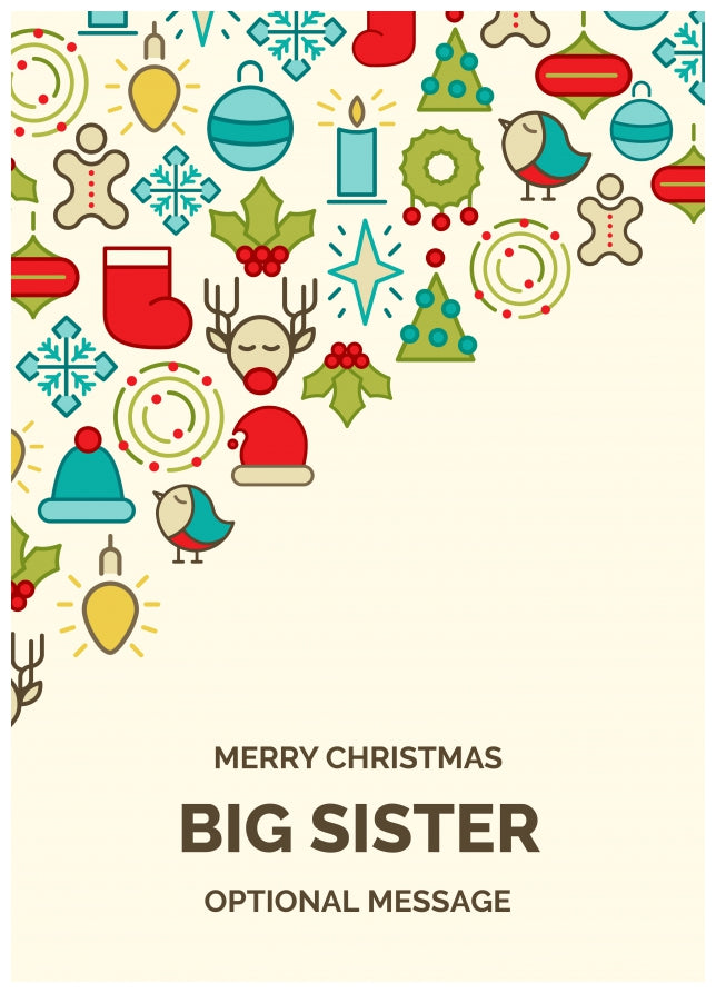 Merry Christmas Card for Big Sister - Christmas Icons