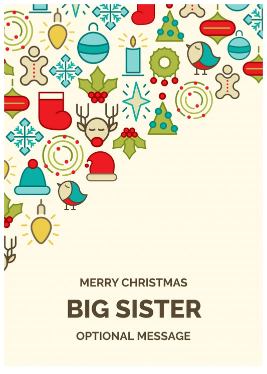 Merry Christmas Card for Big Sister - Christmas Icons