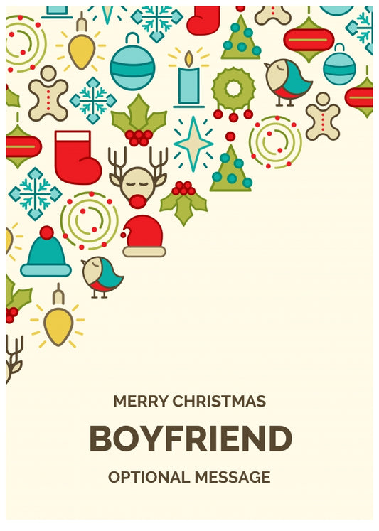 Merry Christmas Card for Boyfriend - Christmas Icons