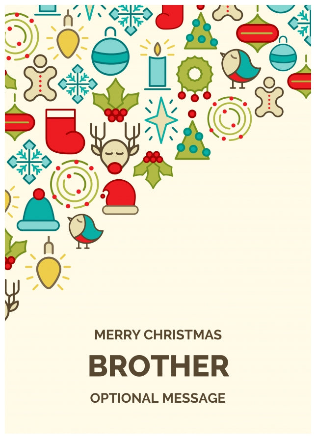 Merry Christmas Card for Brother - Christmas Icons