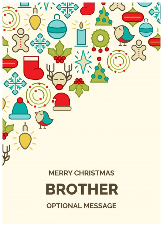 Merry Christmas Card for Brother - Christmas Icons