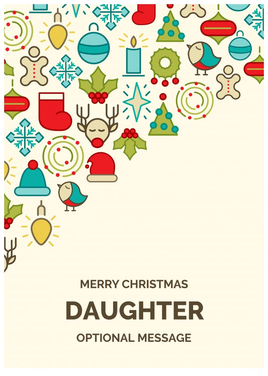 Merry Christmas Card for Daughter - Christmas Icons