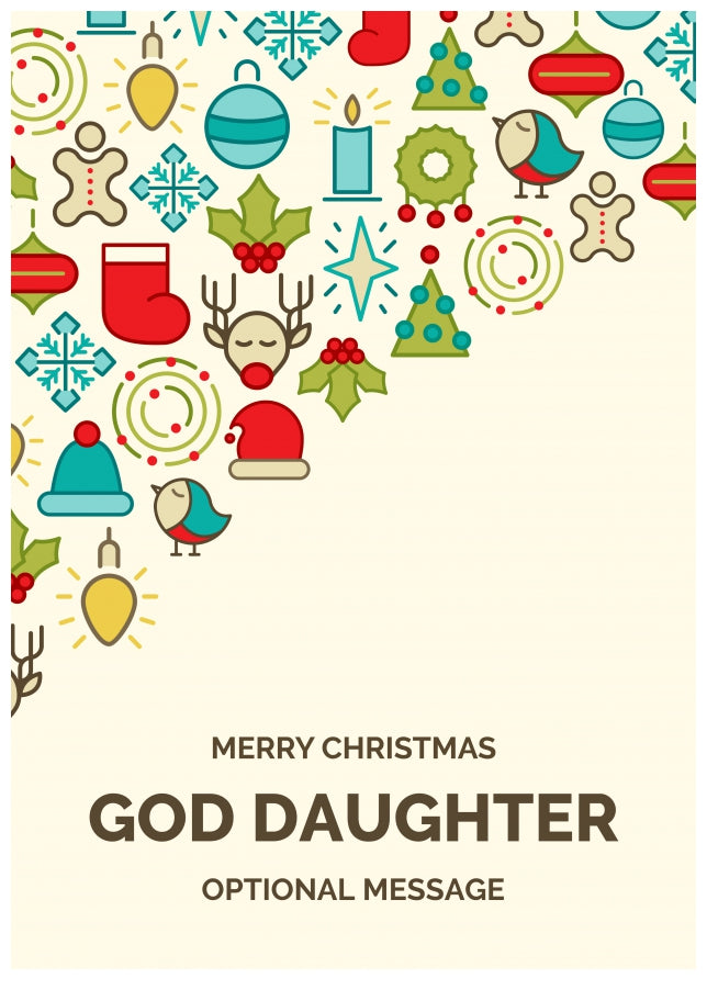 Merry Christmas Card for God Daughter - Christmas Icons