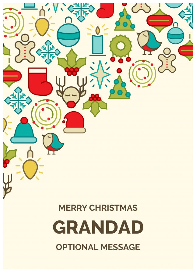 Merry Christmas Card for Grandad - Christmas Icons