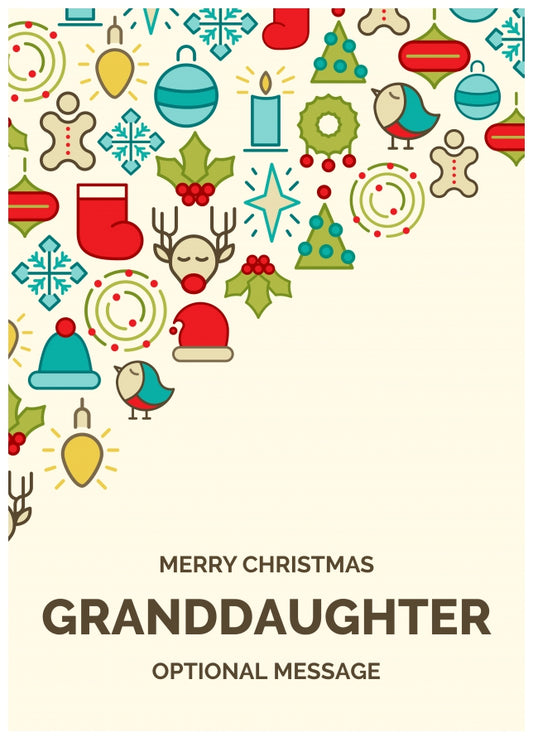 Merry Christmas Card for Granddaughter - Christmas Icons