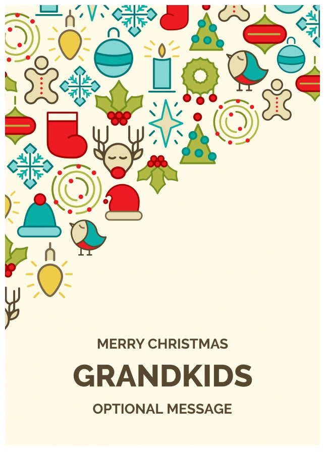 Merry Christmas Card for Grandkids - Christmas Icons