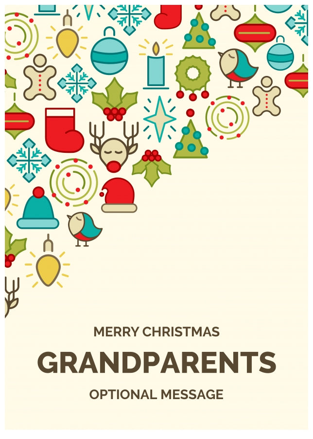 Merry Christmas Card for Grandparents - Christmas Icons