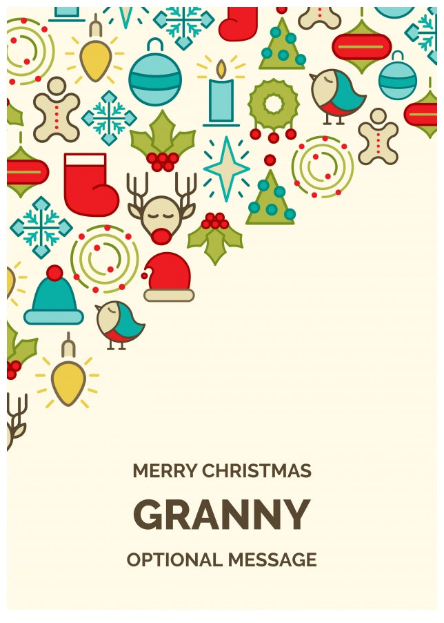 Merry Christmas Card for Granny - Christmas Icons