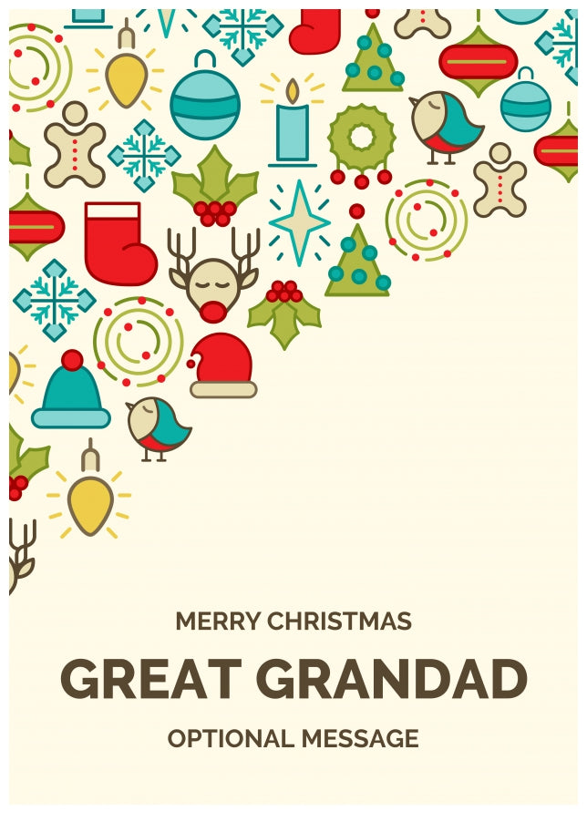 Merry Christmas Card for Great Grandad - Christmas Icons