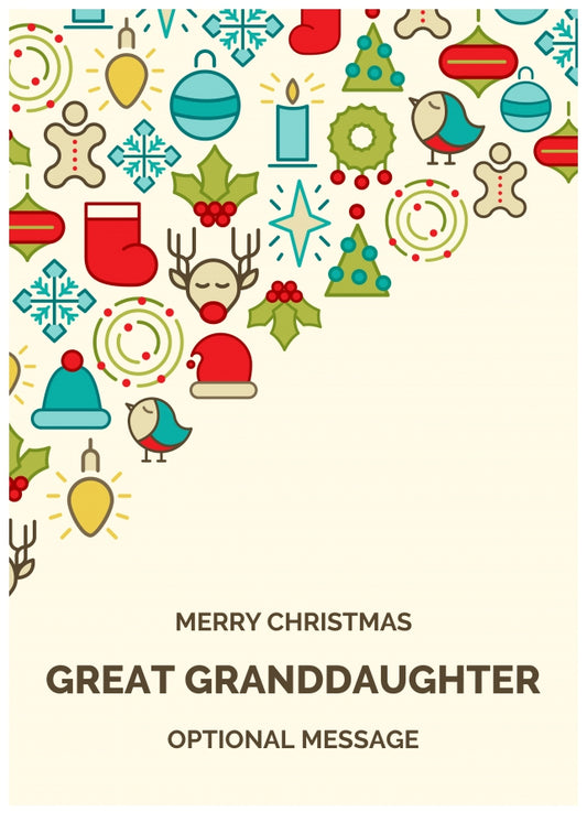 Merry Christmas Card for Great Granddaughter - Christmas Icons