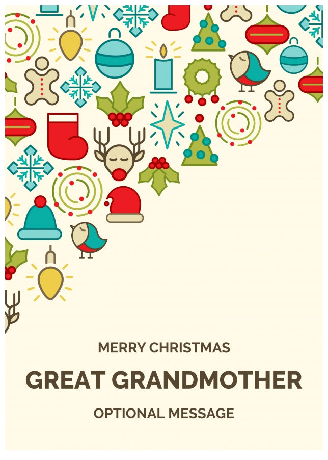 Merry Christmas Card for Great Grandmother - Christmas Icons