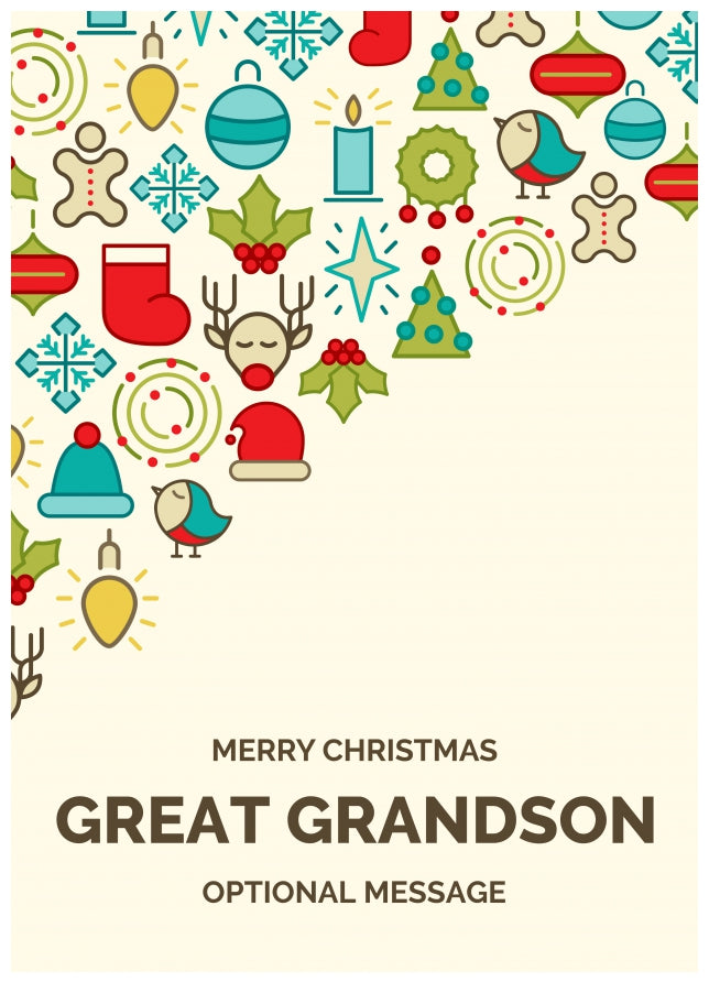 Merry Christmas Card for Great Grandson - Christmas Icons