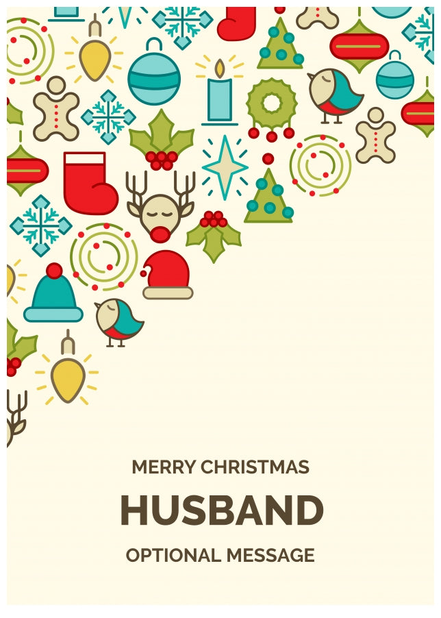 Merry Christmas Card for Husband - Christmas Icons