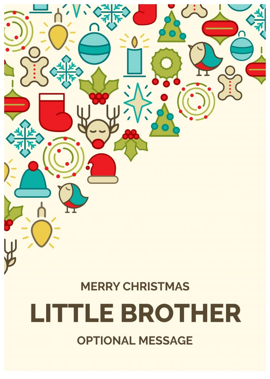 Merry Christmas Card for Little Brother - Christmas Icons