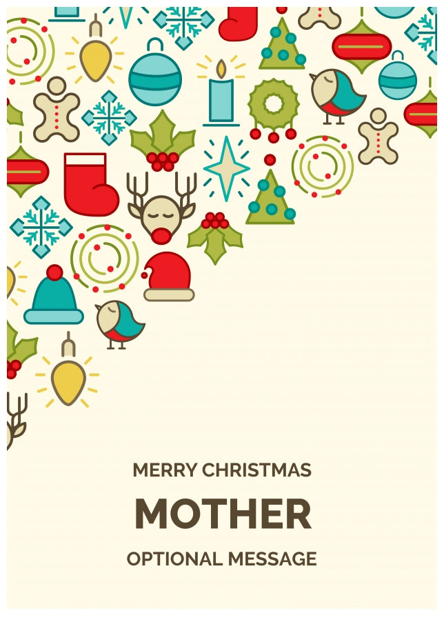 Merry Christmas Card for Mother - Christmas Icons