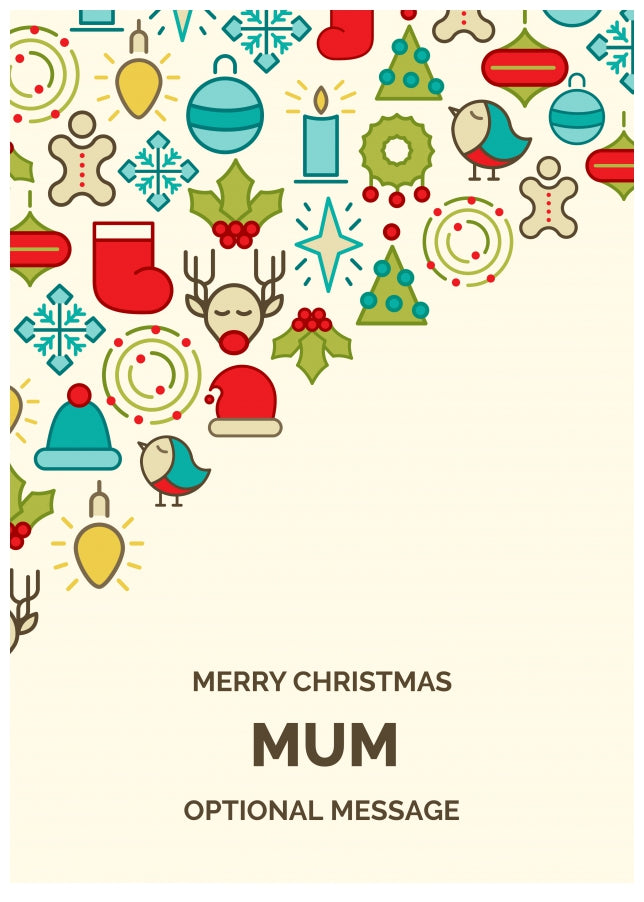 Merry Christmas Card for Mum - Christmas Icons