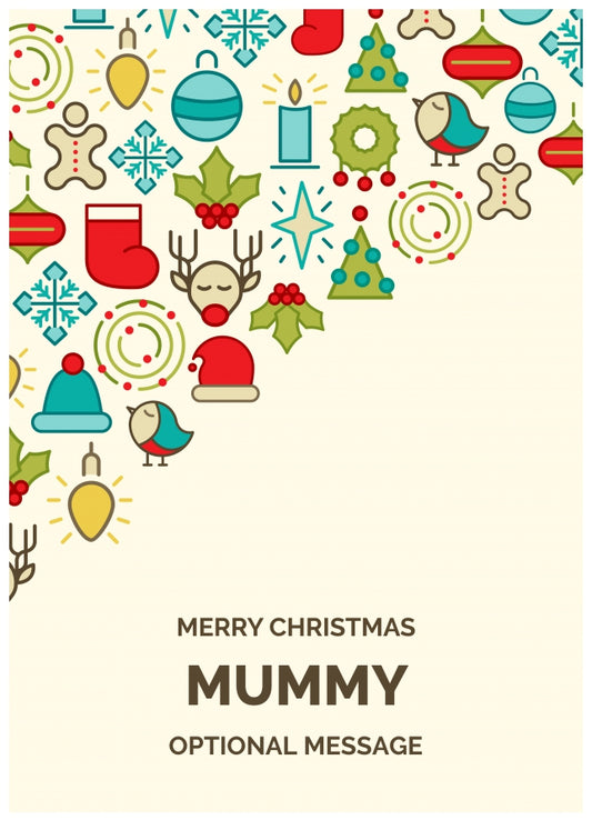 Merry Christmas Card for Mummy - Christmas Icons