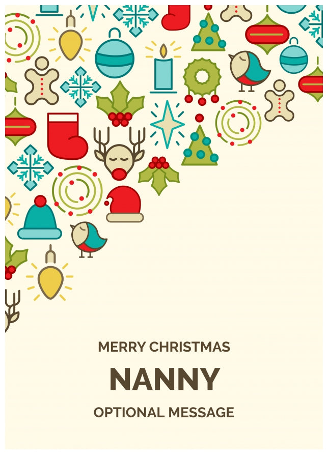 Merry Christmas Card for Nanny - Christmas Icons