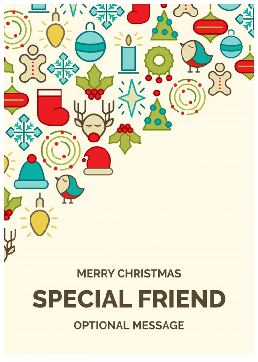 Merry Christmas Card for Special Friend - Christmas Icons