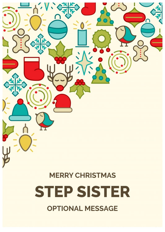 Merry Christmas Card for Step Sister - Christmas Icons