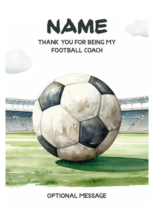 Football Coach Thank You Card - Personalised Greetings Card