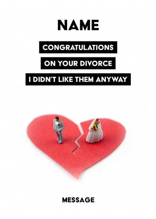 Personalised Congrats On Divorce Card