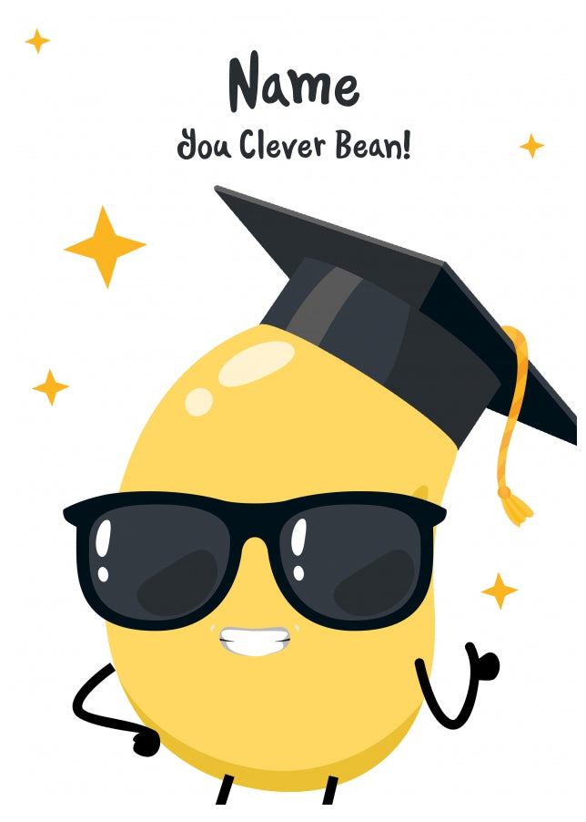 Clever Bean Congratulations Card for Exam Results, A Level and Graduation Cards