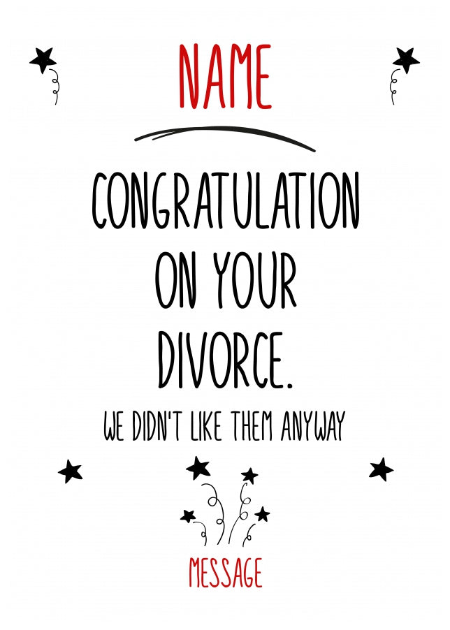 Personalised Congratulations on your divorce Card