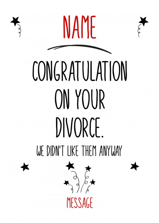 Personalised Congratulations on your divorce Card