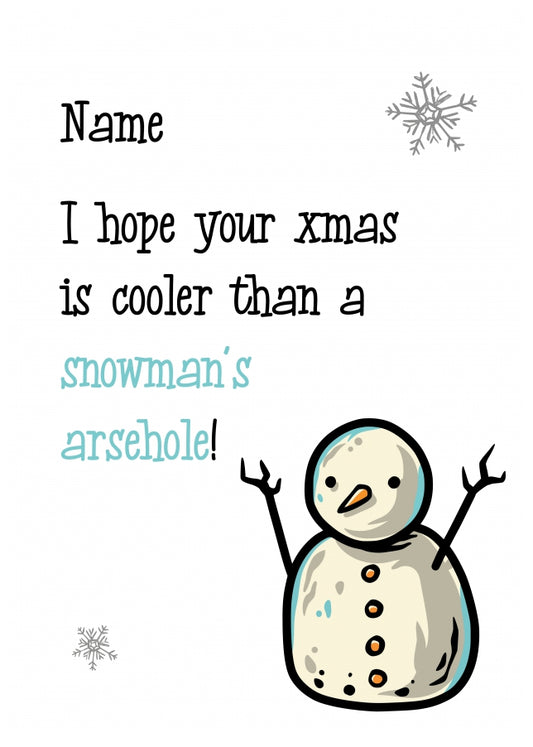 Funny Christmas Cards for Teens - Cooler than Snowman's A*sehole Card