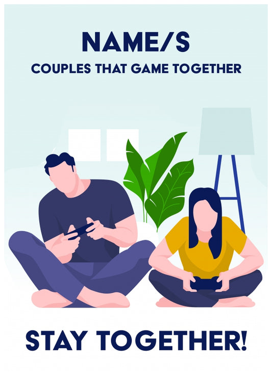 Gaming Couples - Gamer Anniversary Card for Her or Gaming Birthday Card for Him