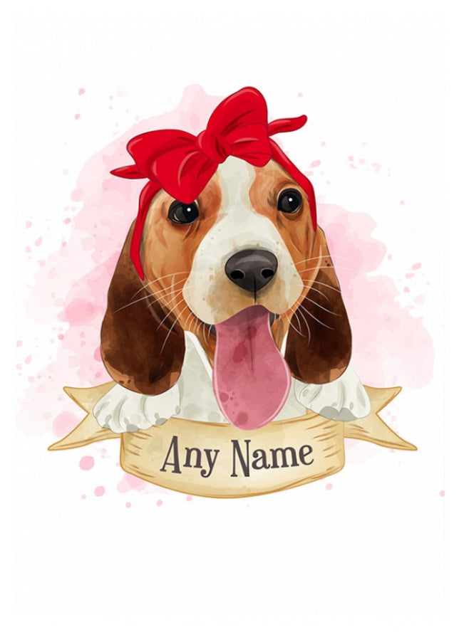 Personalised Cute Girl Beagle Card