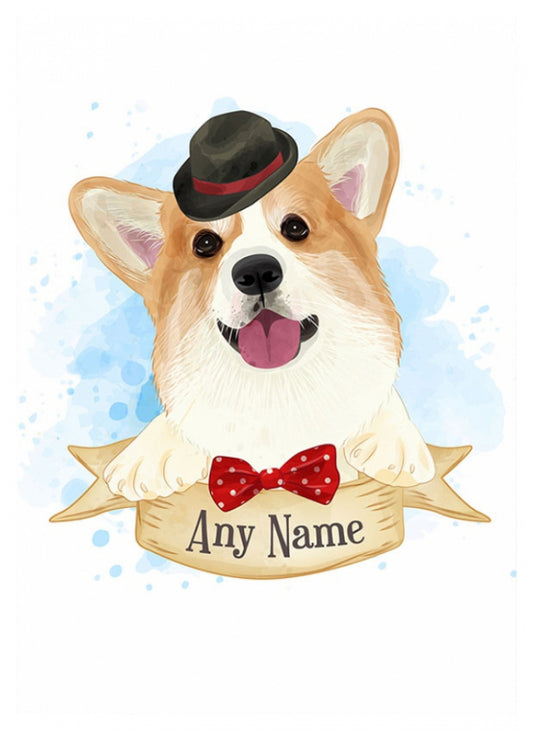 Personalised Cute Corgi Card (boy)