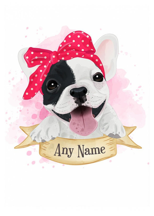 Girl French Bulldog Greetings Card