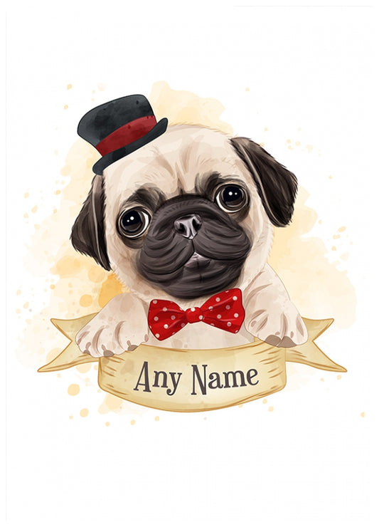 Personalised Cute Boy Pug Card