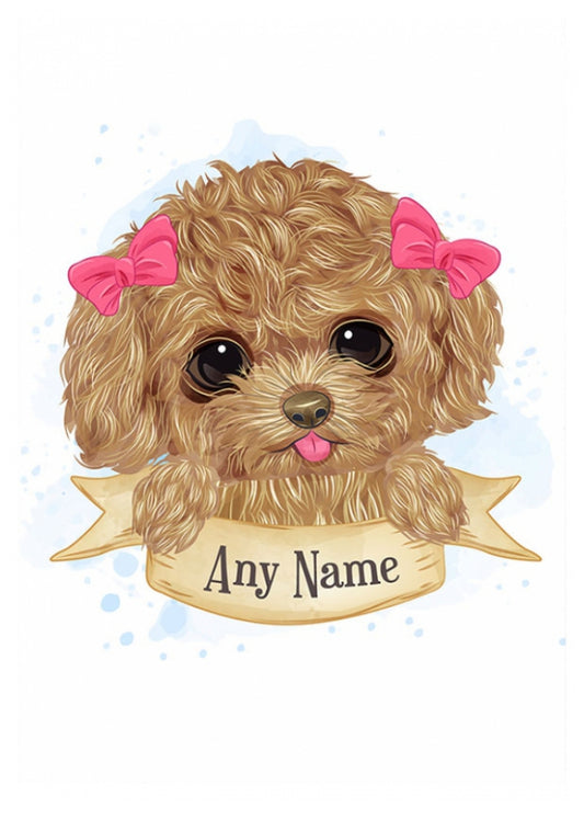 Personalised Cute Toy Poodle Card (girl)