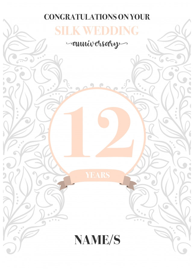 Personalised 12th Anniversary Card (Silk Wedding Anniversary)